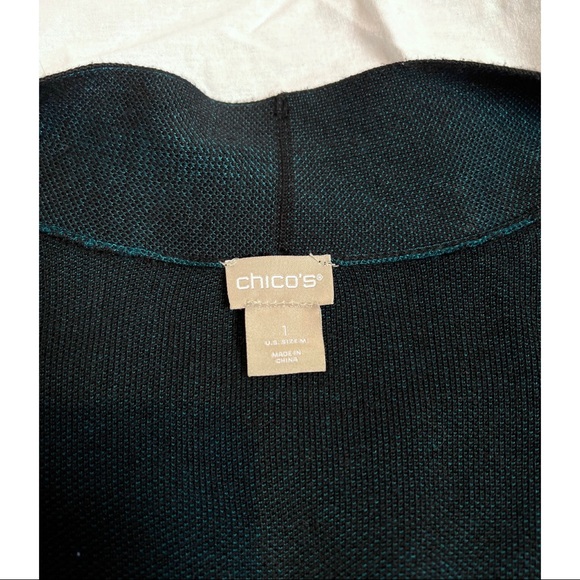 [SOLD] CHICOS Black Long-Sleeve Cardigan with Blue Design - Picture 5 of 5